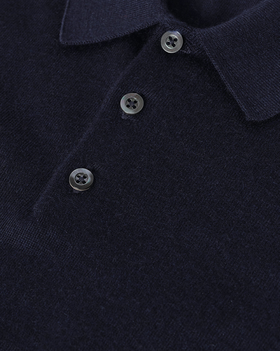 Navy Cashmere Polo Shirt - 6