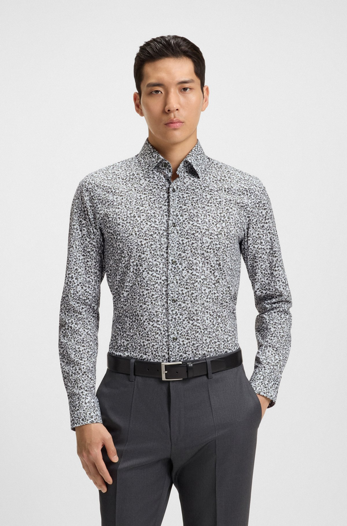 SLIM-FIT SHIRT IN FLORAL-PRINT STRETCH-COTTON POPLIN - 2