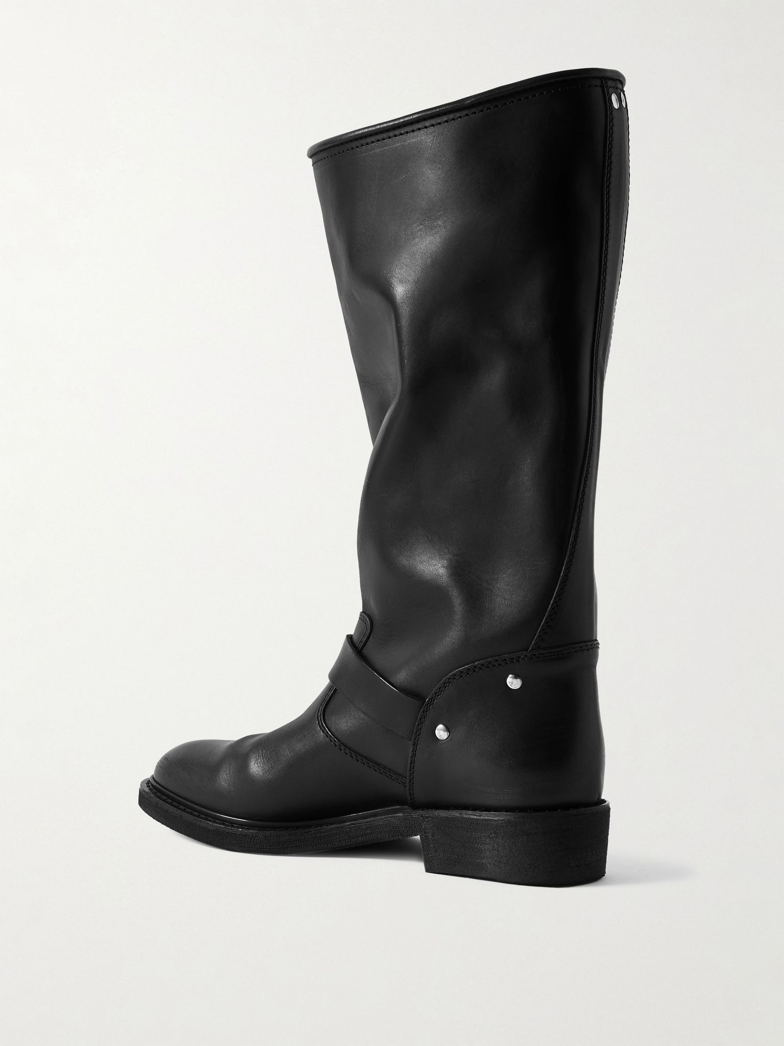 Buckled leather knee boots Black - 3