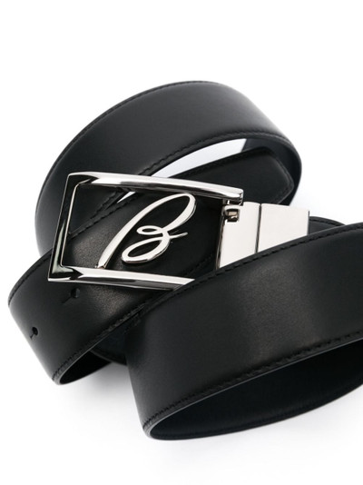 Brioni logo-buckle reversible leather belt outlook
