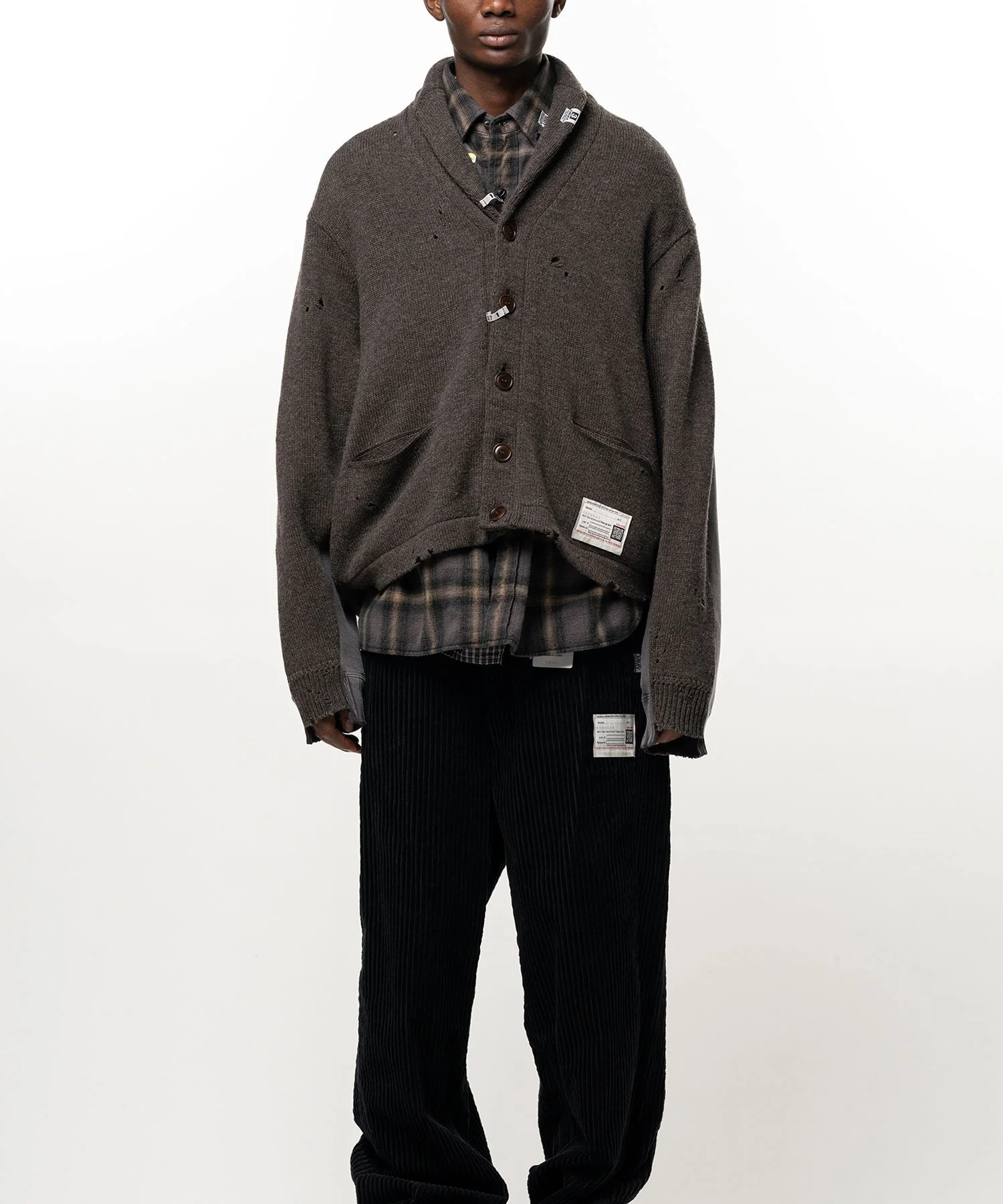Sweatshirt Combined Knit Cardigan - 1