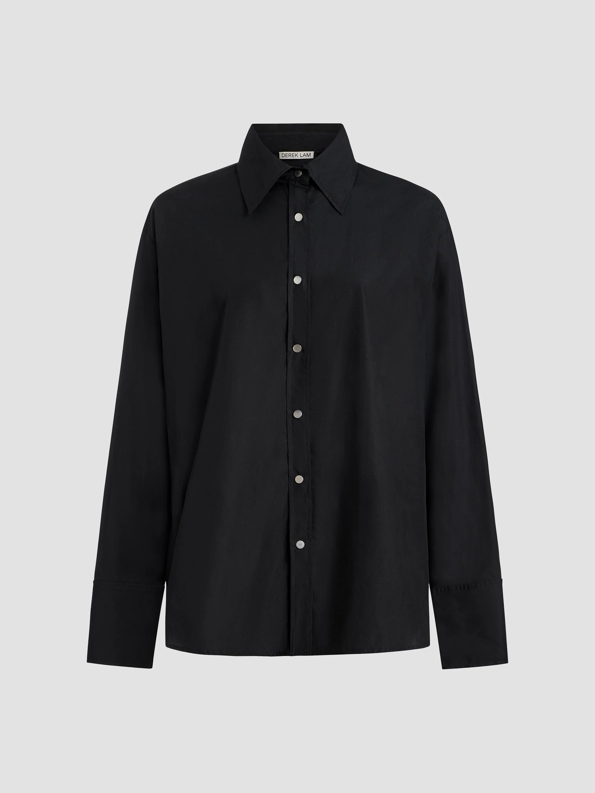 Women's Carine Snap-Detail Cotton Poplin Shirt - Black - 1