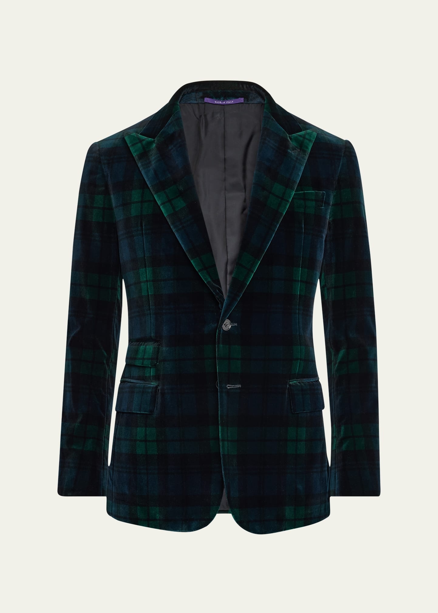 Men's Kent Hand-Tailored Plaid Velvet Sport Coat - 1