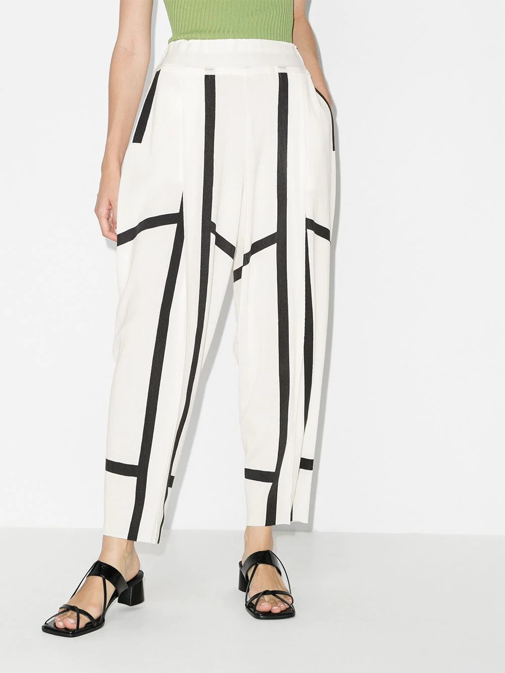 contrast-detail wide-leg trousers - 2