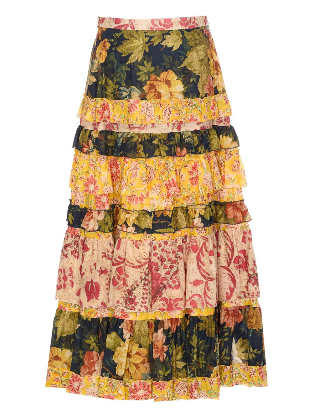 floral-print tiered skirt - 1