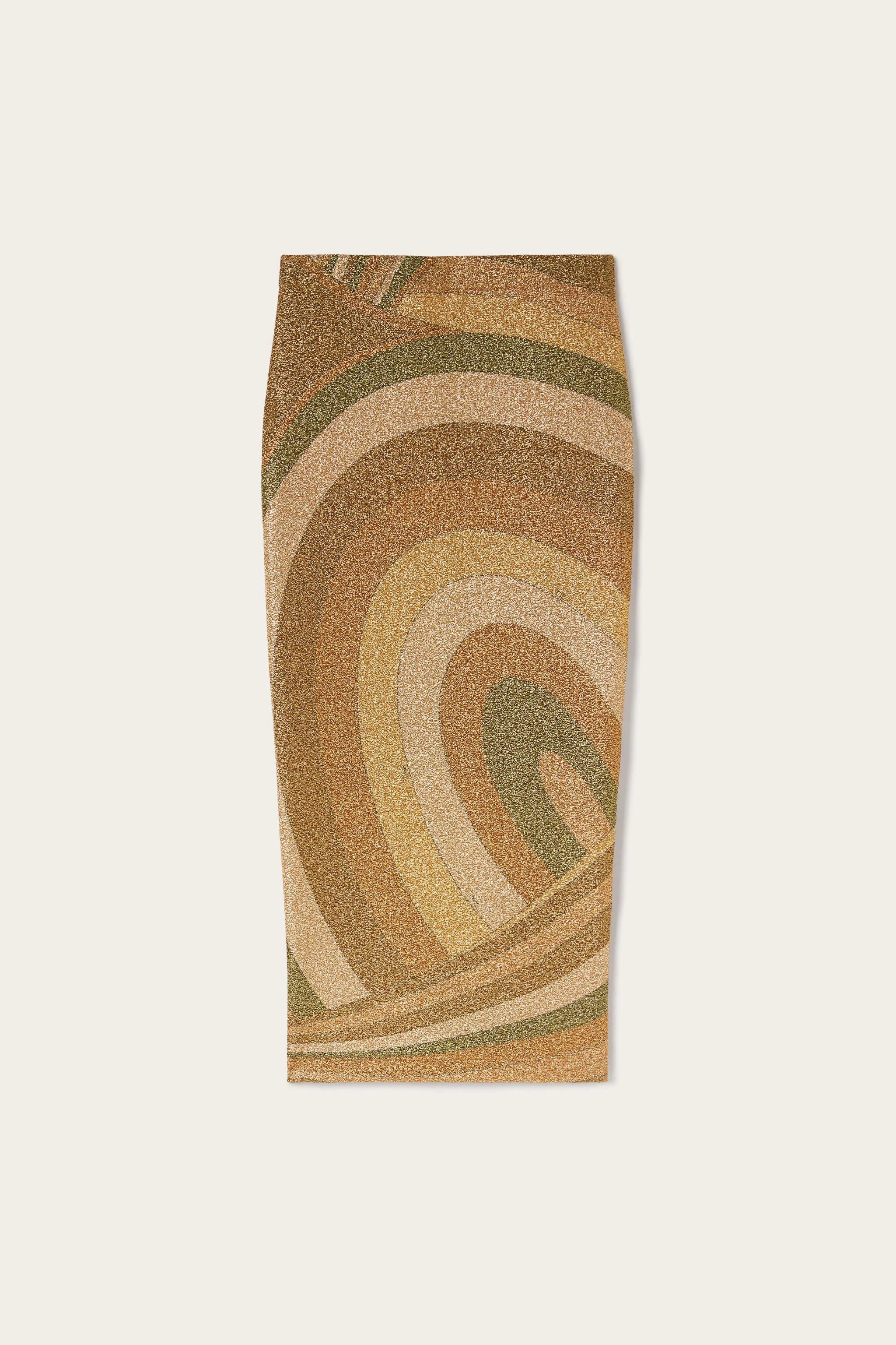 IRIDE PRINT LAMÉ JERSEY MIDI SKIRT - 1
