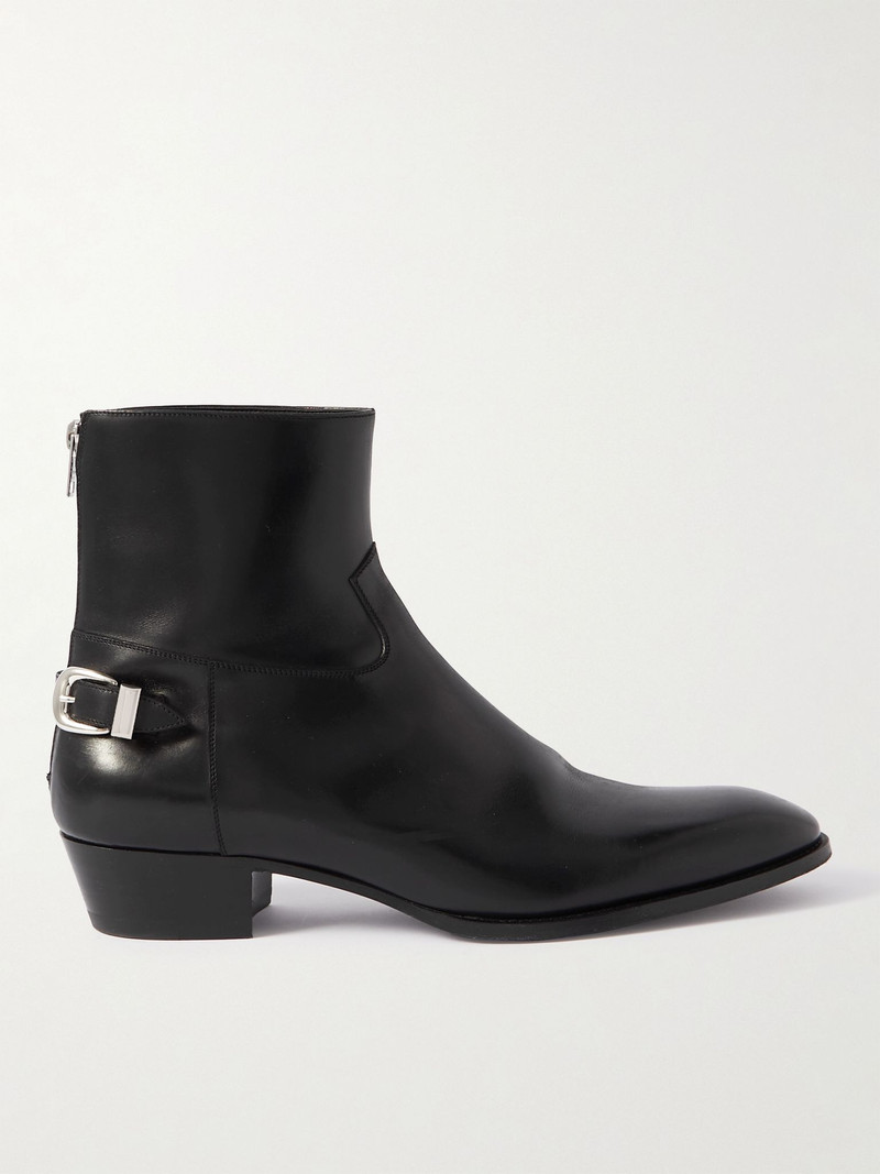 Drugstore Buckled Leather Ankle Boots Black 1