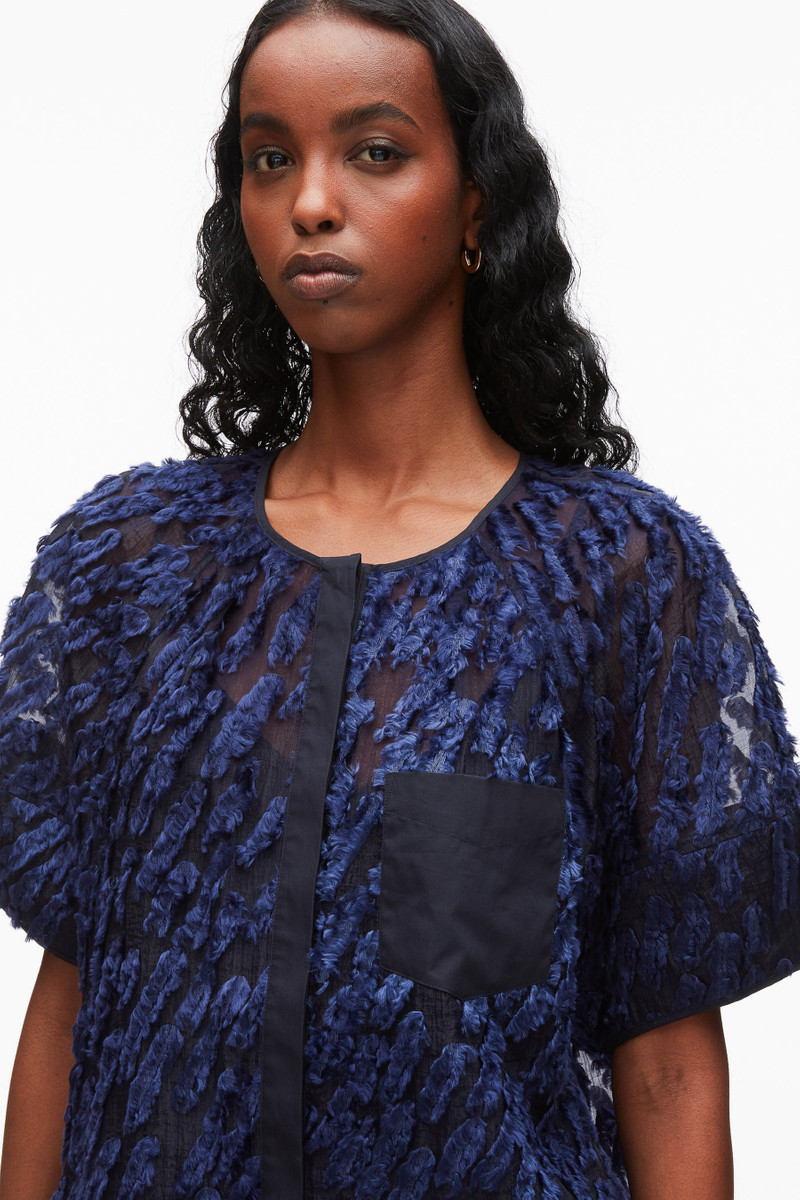 Textured Organza Lantern Sleeve Shirt 5