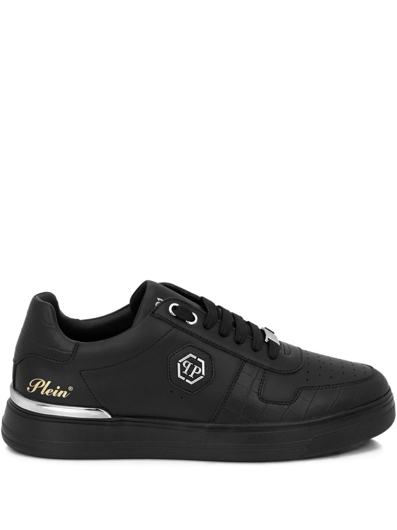 logo plaque leather trainers 1
