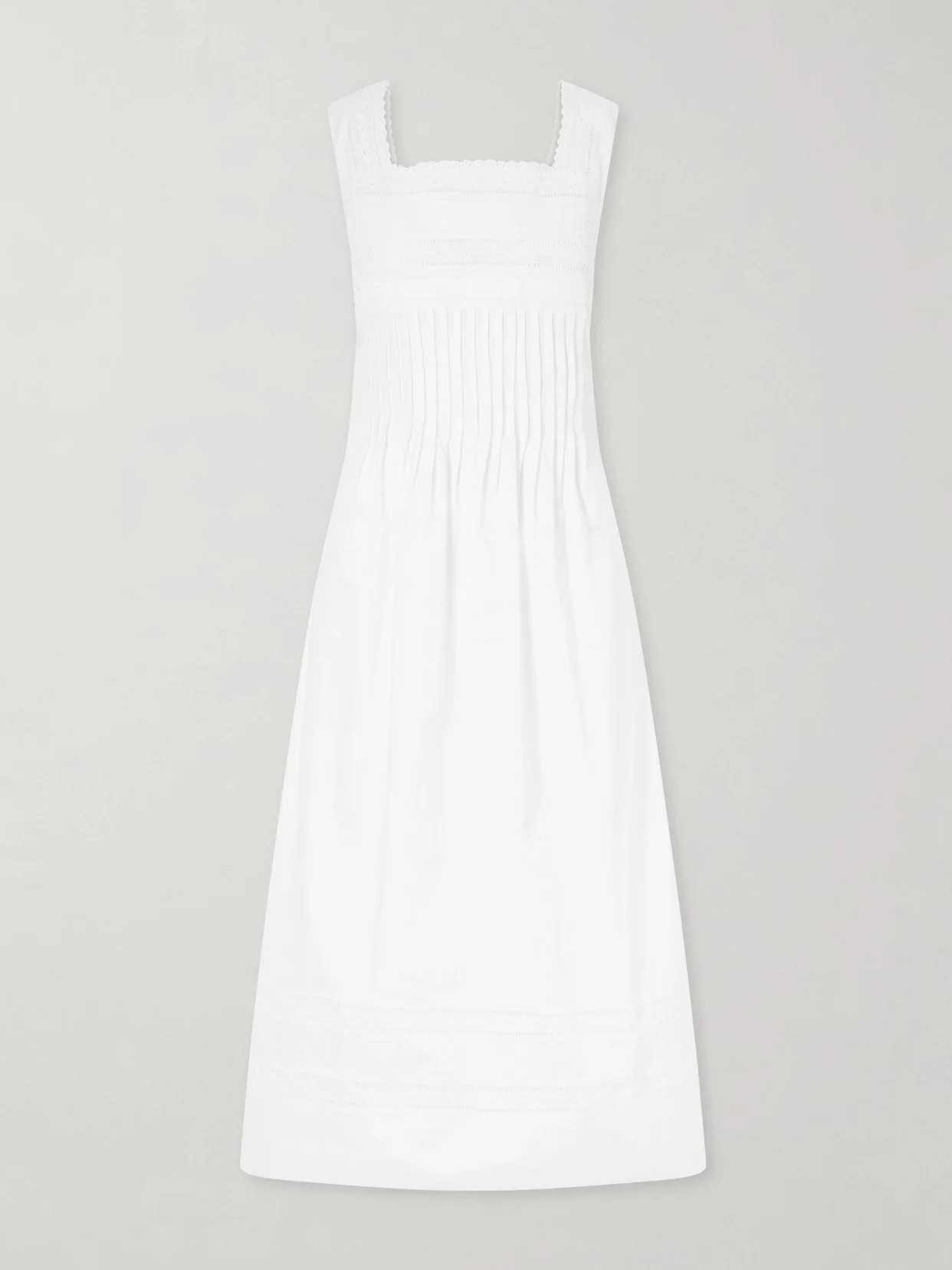 Lalla Ruched Broderie Anglaise-trimmed Cotton-poplin Maxi Dress - 1
