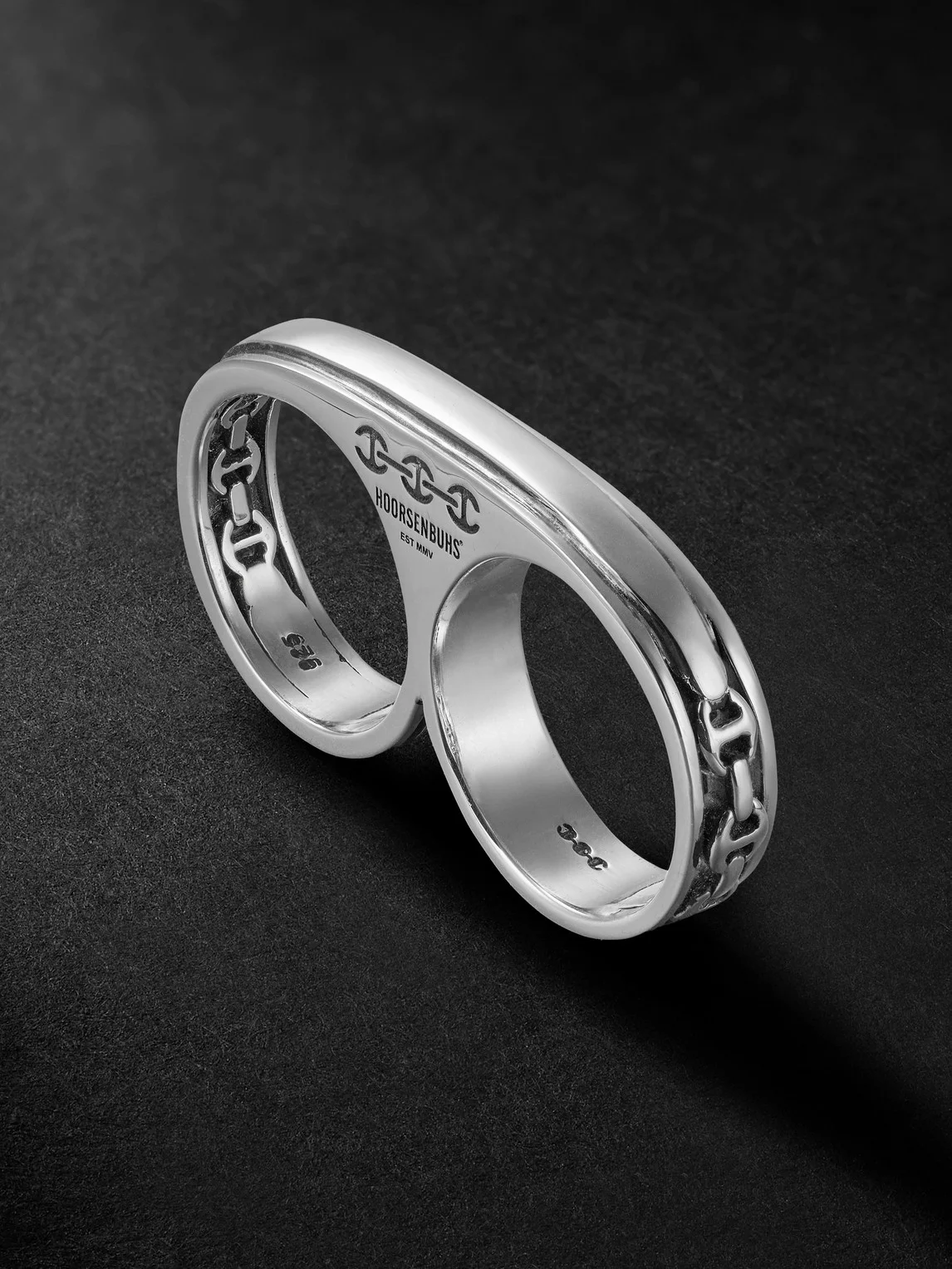 Bonded Double Barrel Knuckle Sterling Silver Ring - 1