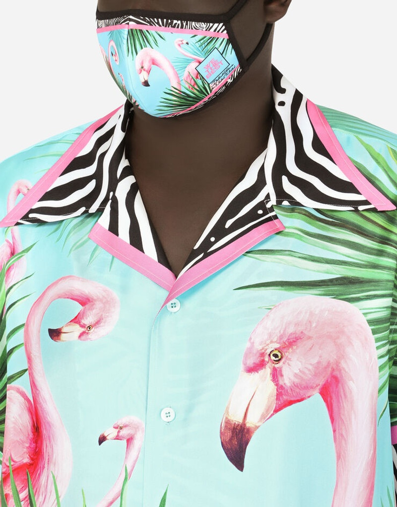 Flamingo-print face mask 4