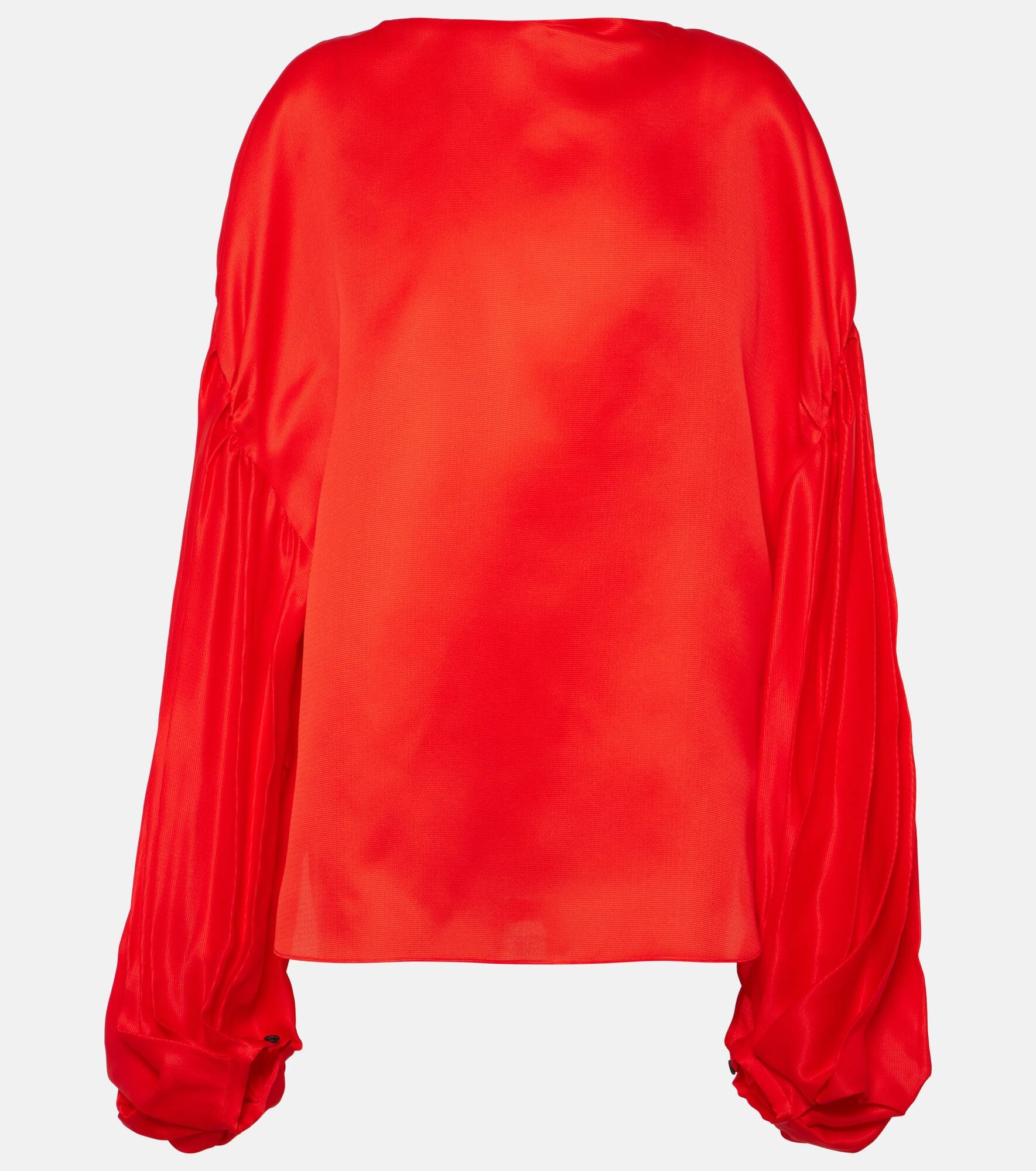 Quico puff-sleeve silk gazar top - 1