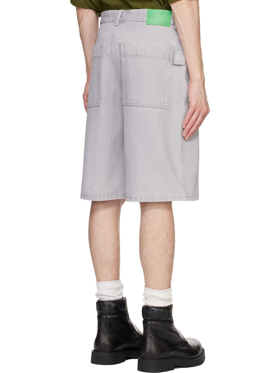 Gray Washed Denim Shorts - 3