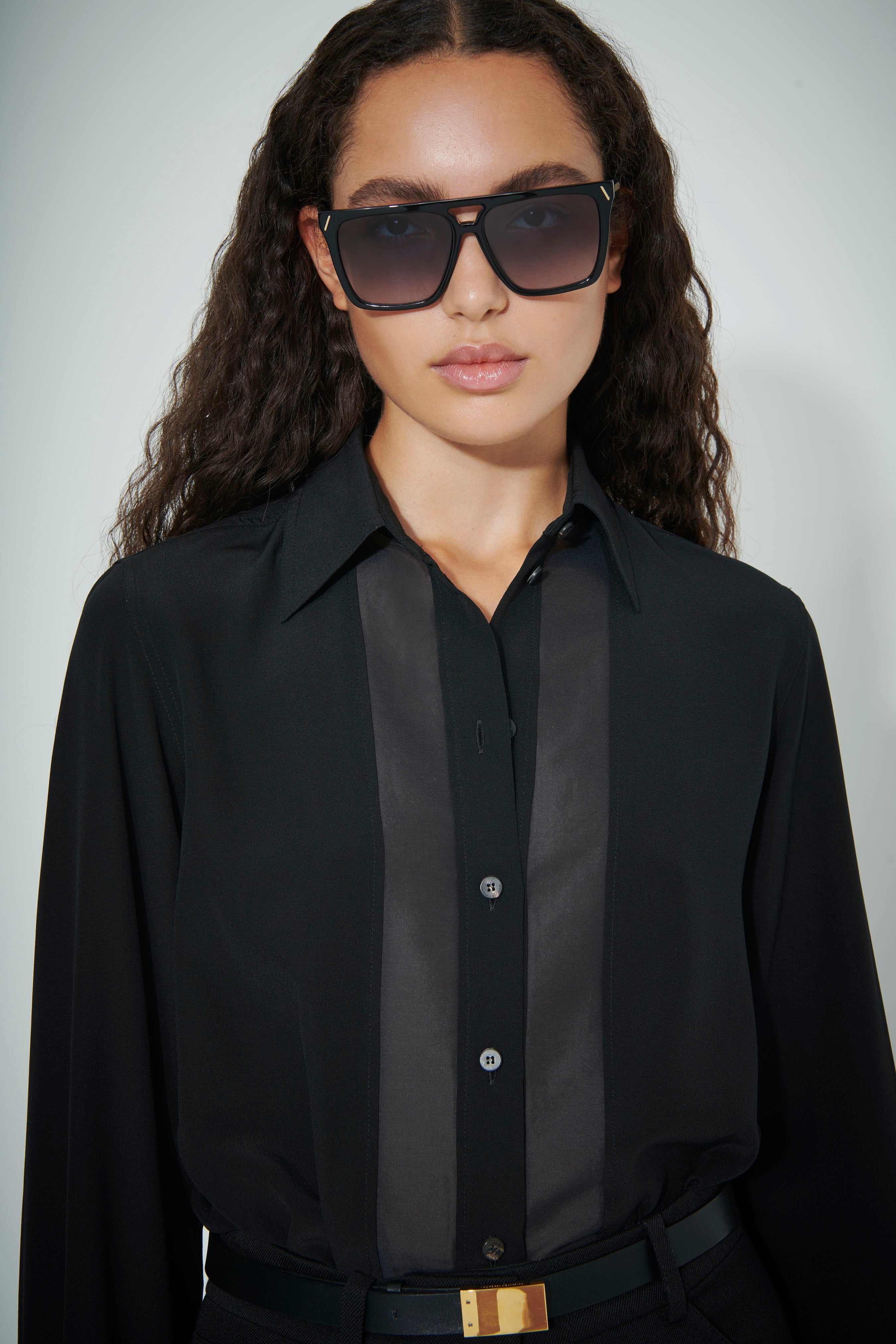 Panelled Shirt in Black - 4
