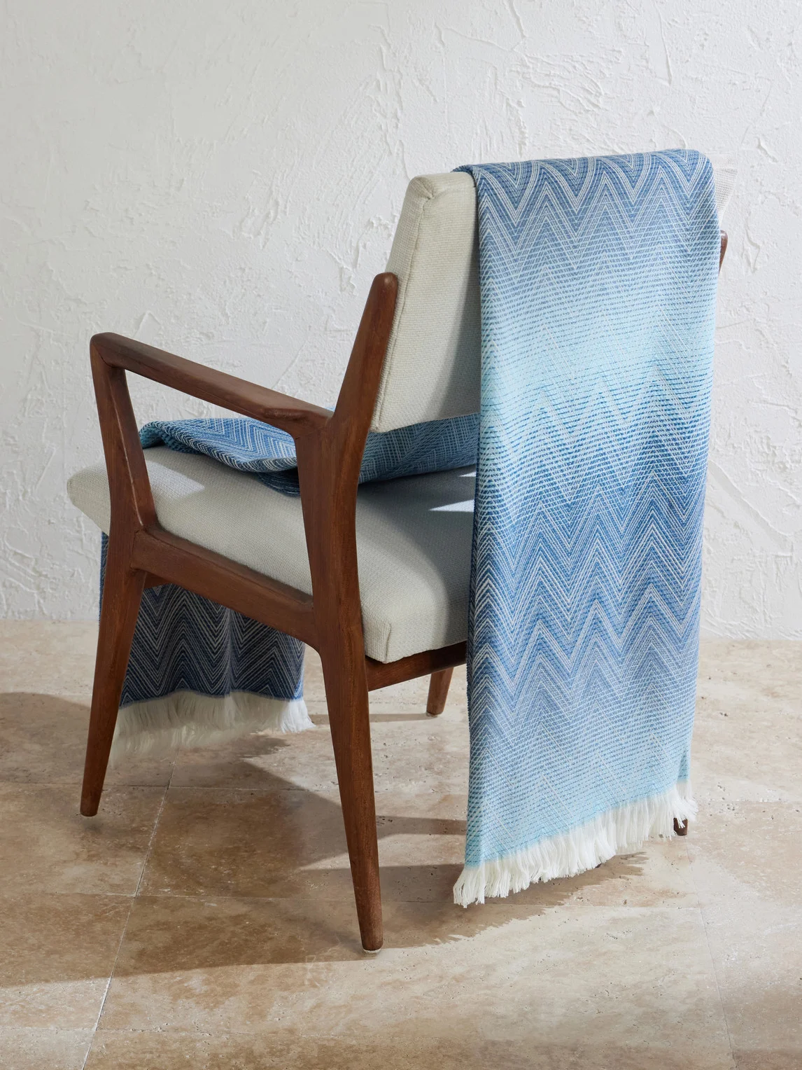 Timmy Fringed Striped Wool Throw - 1