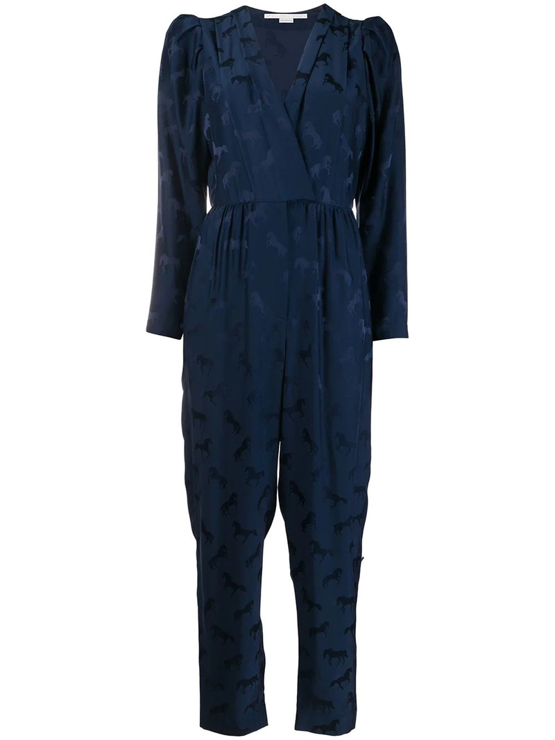 horse jacquard deep-V jumpsuit 1