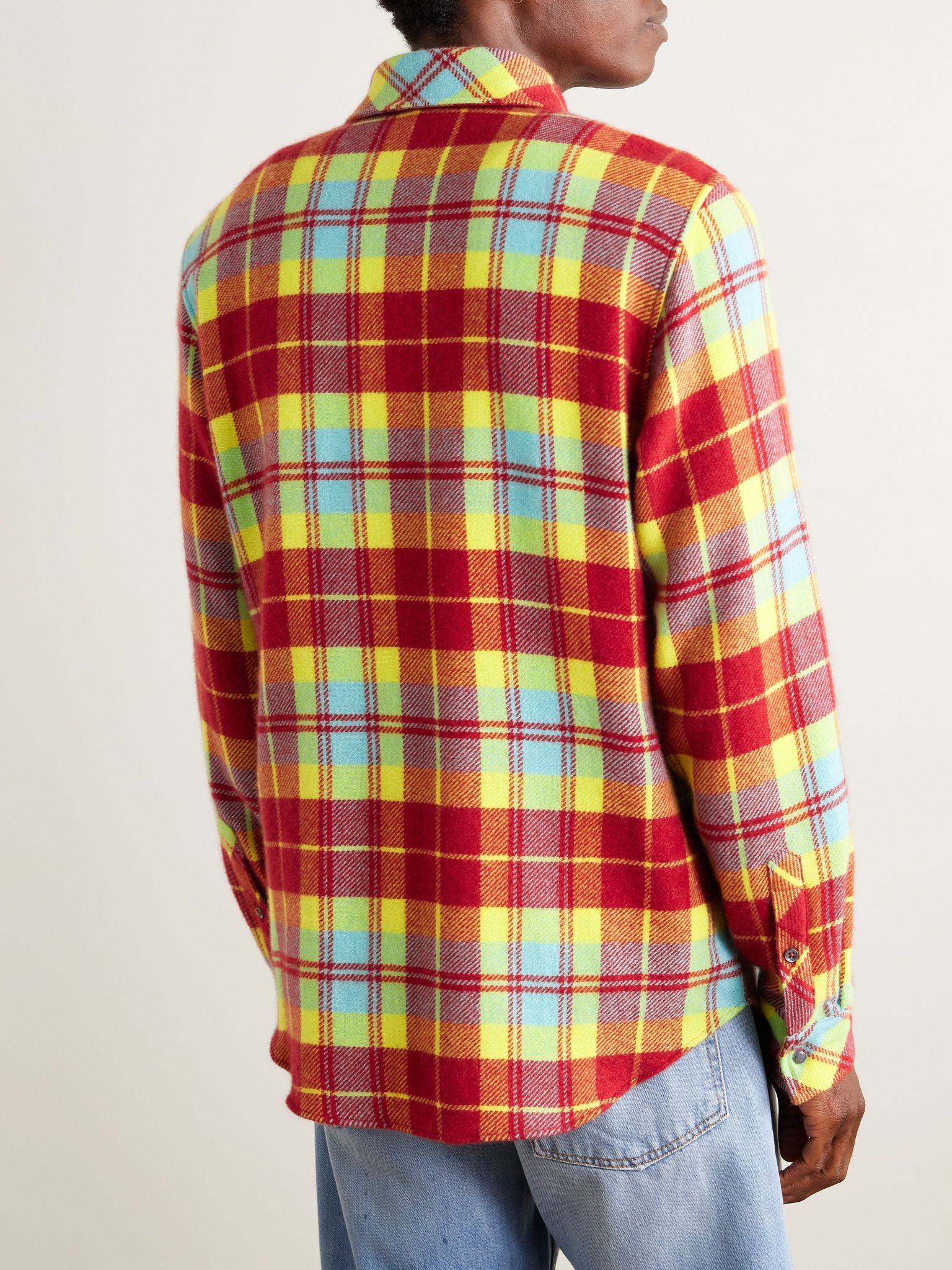Checked Cashmere Shirt Red - 4