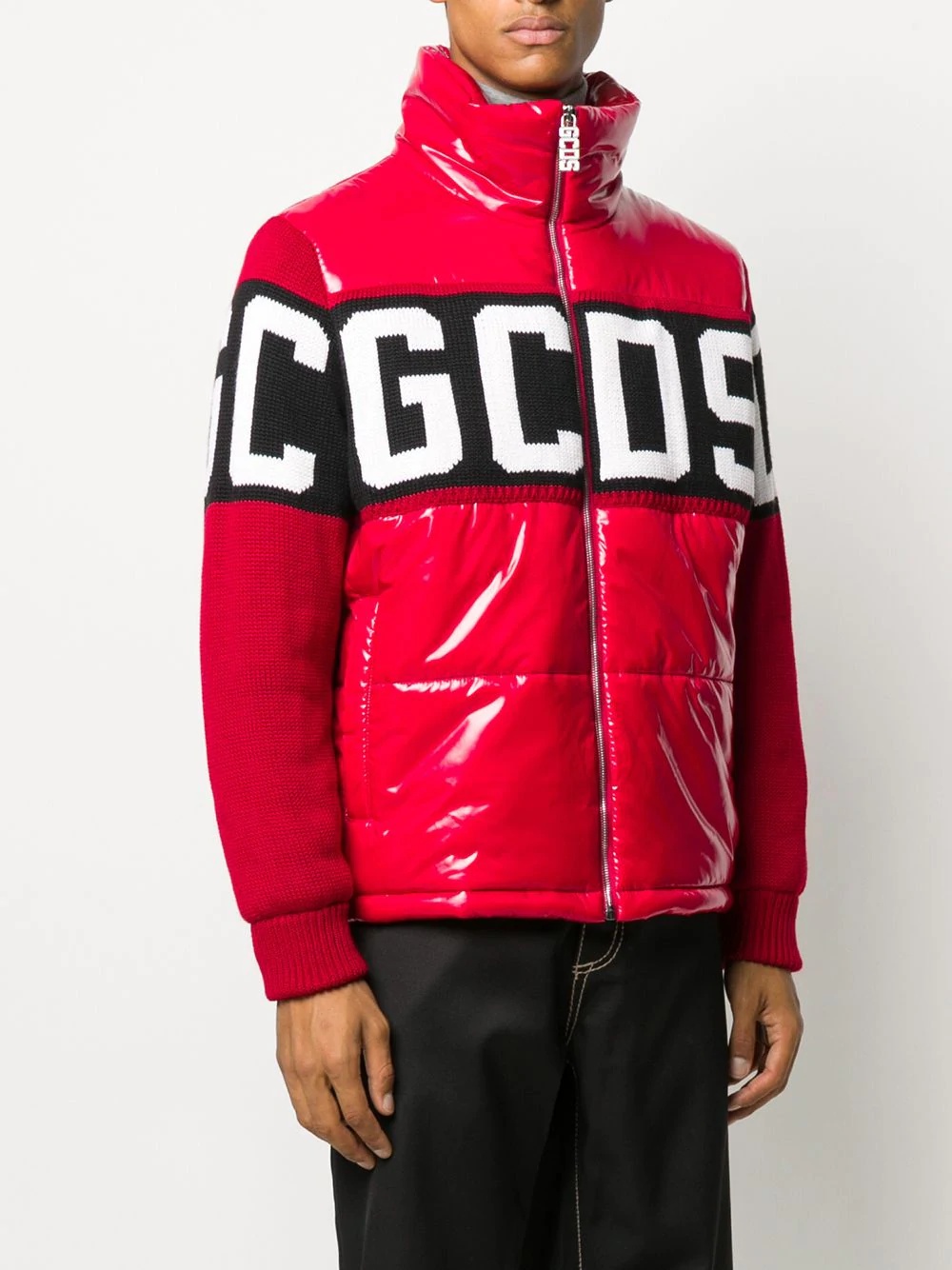 contrast-panel quilted jacket  - 3