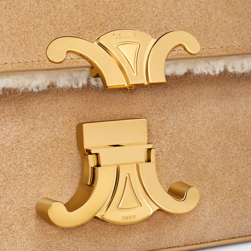 CHAIN SHOULDER BAG triomphe in Suede Calfskin and shearling 5