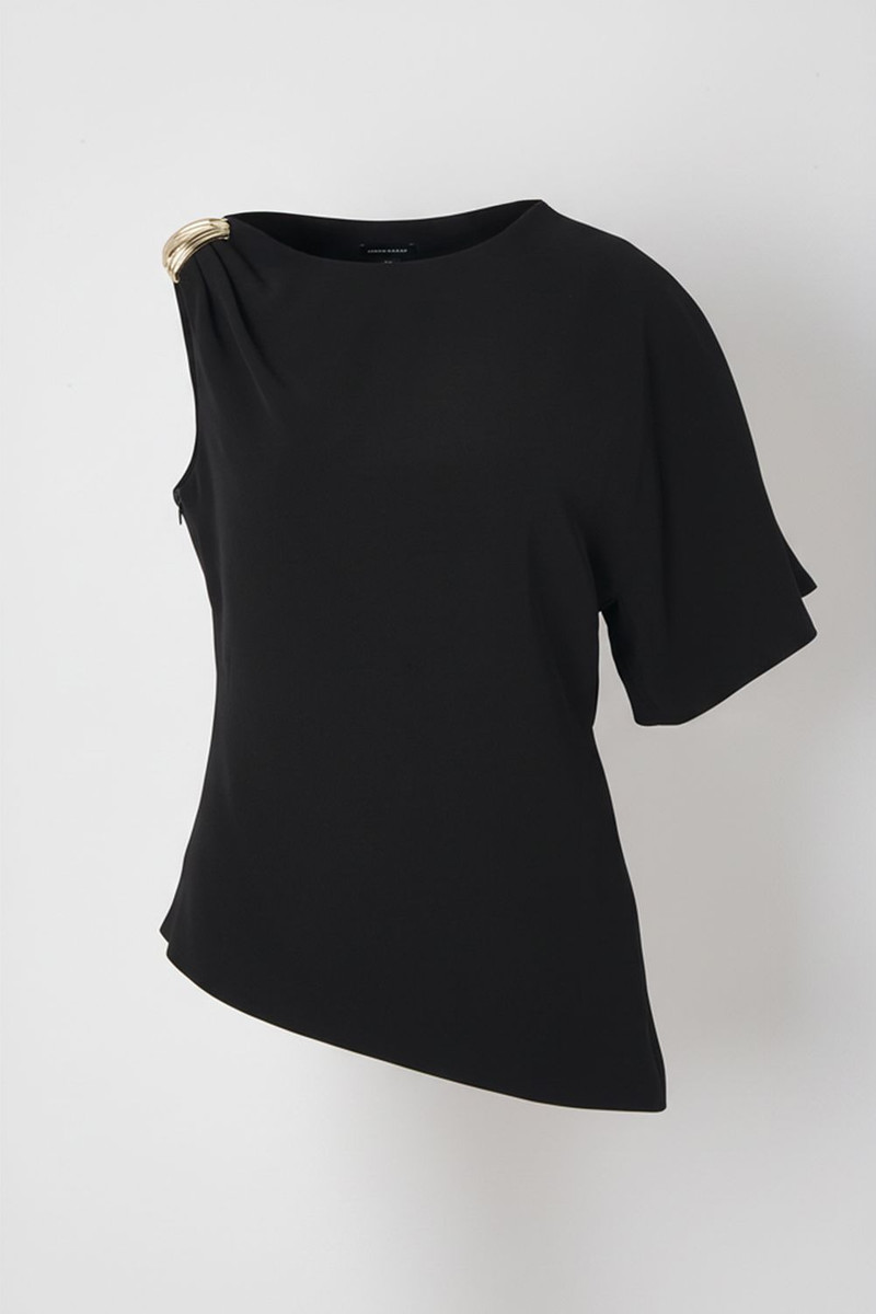 Plus Size Soft Tailored Trim Detail Asymmetric Top 1