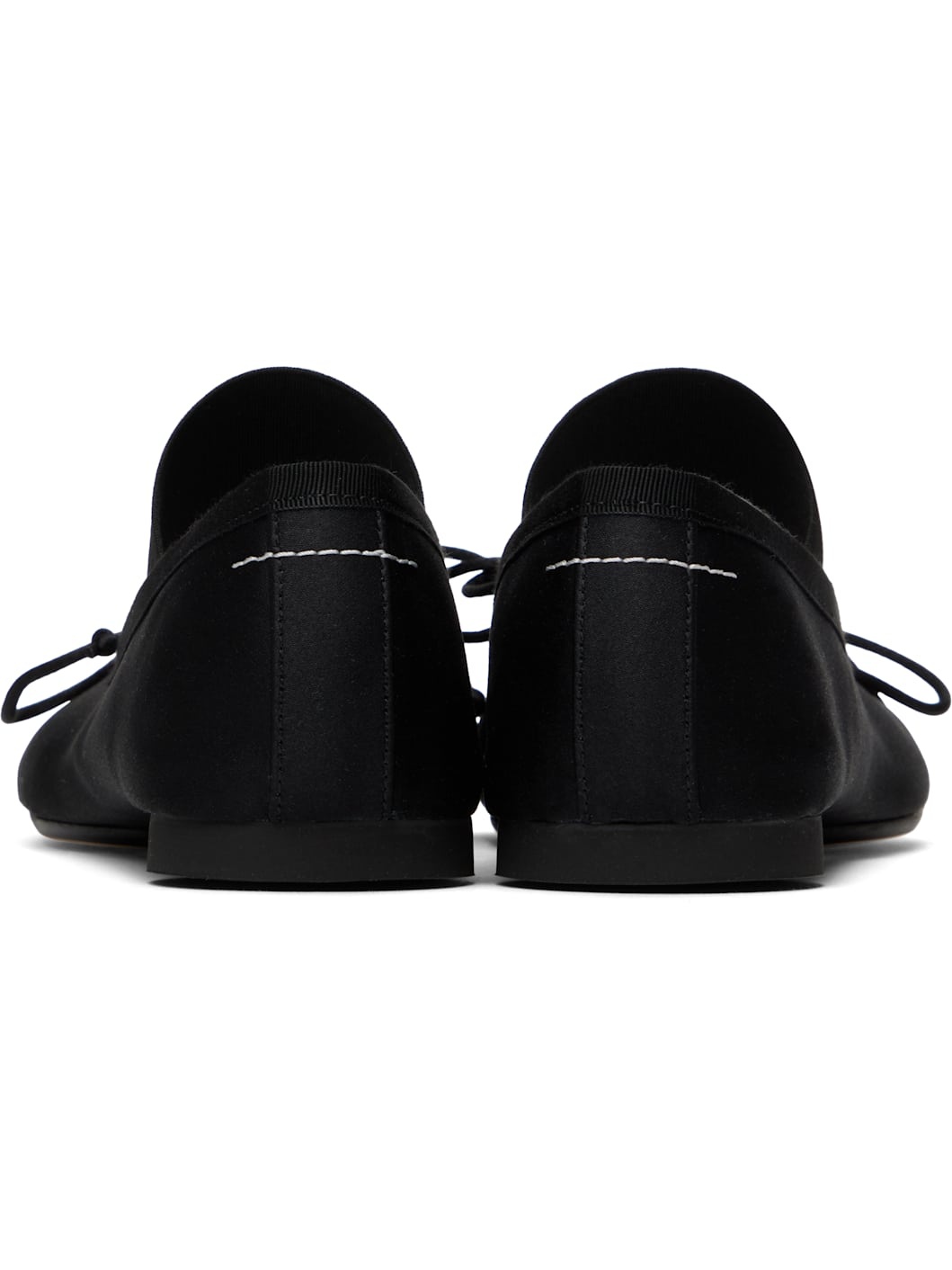 Black Satin Anatomic Logo Ballerina Flats - 2