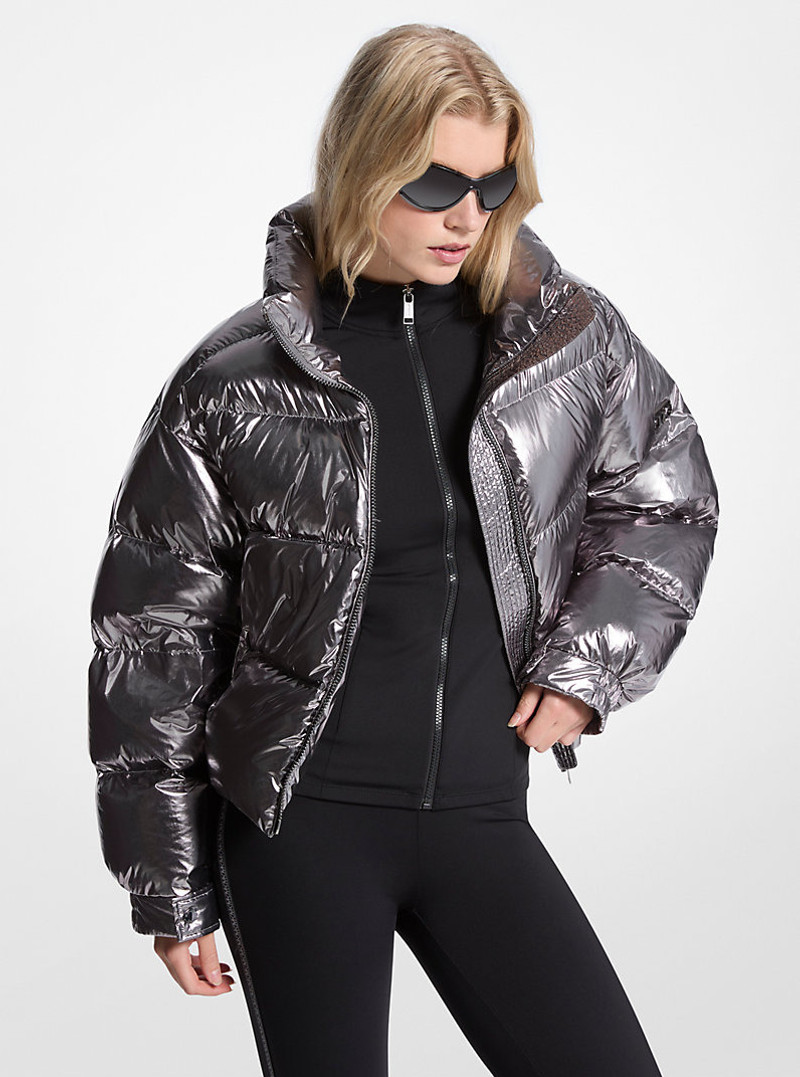 Metallic Nylon Ciré Puffer Jacket 1