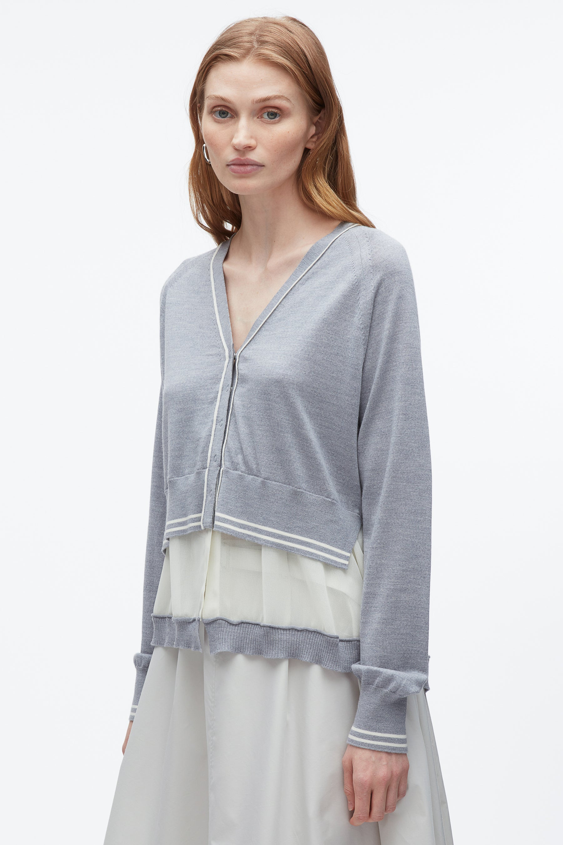 Chiffon Hem Boxy Cardigan - 6