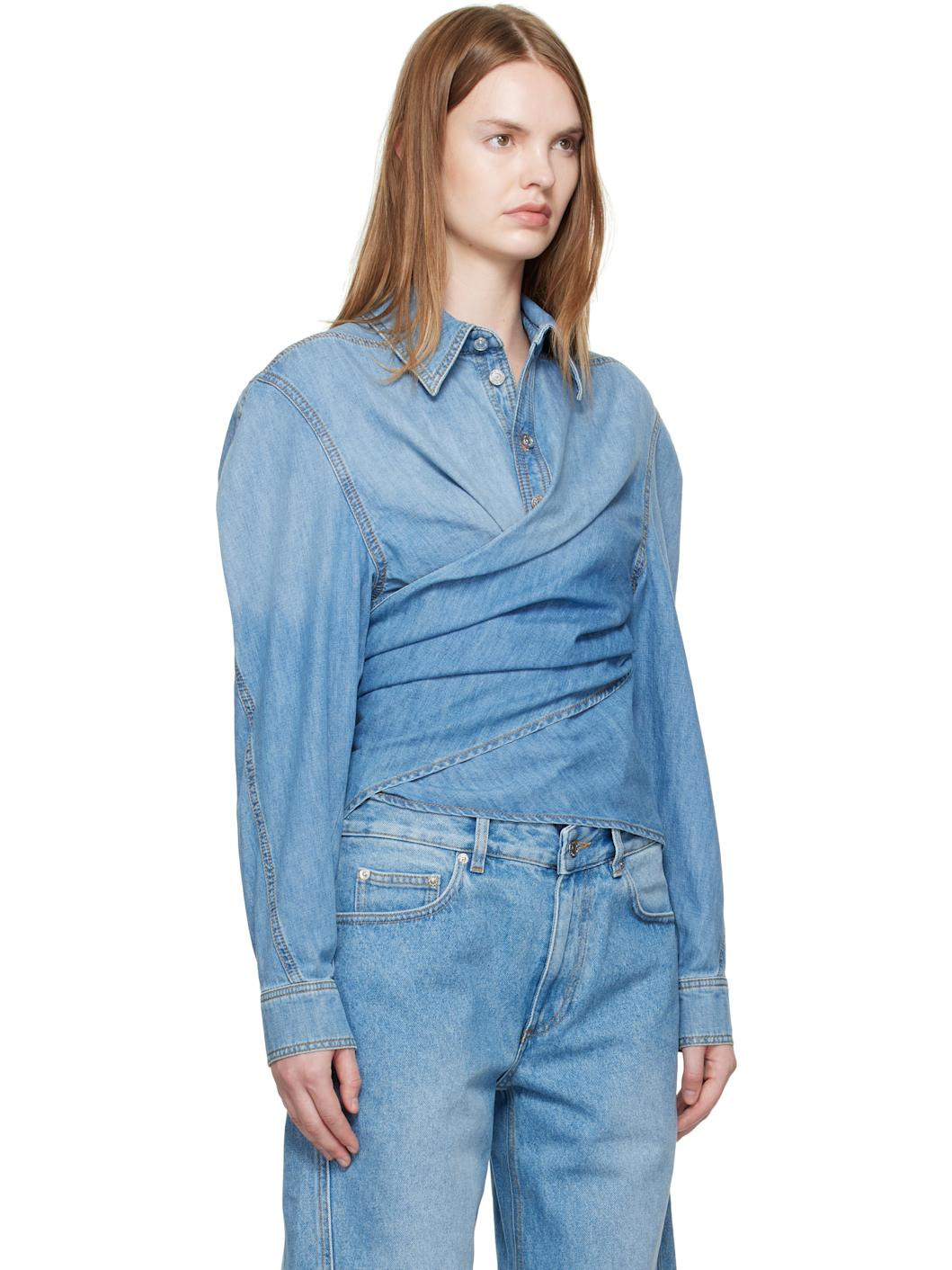 Blue Wrapped Chambray Shirt - 2