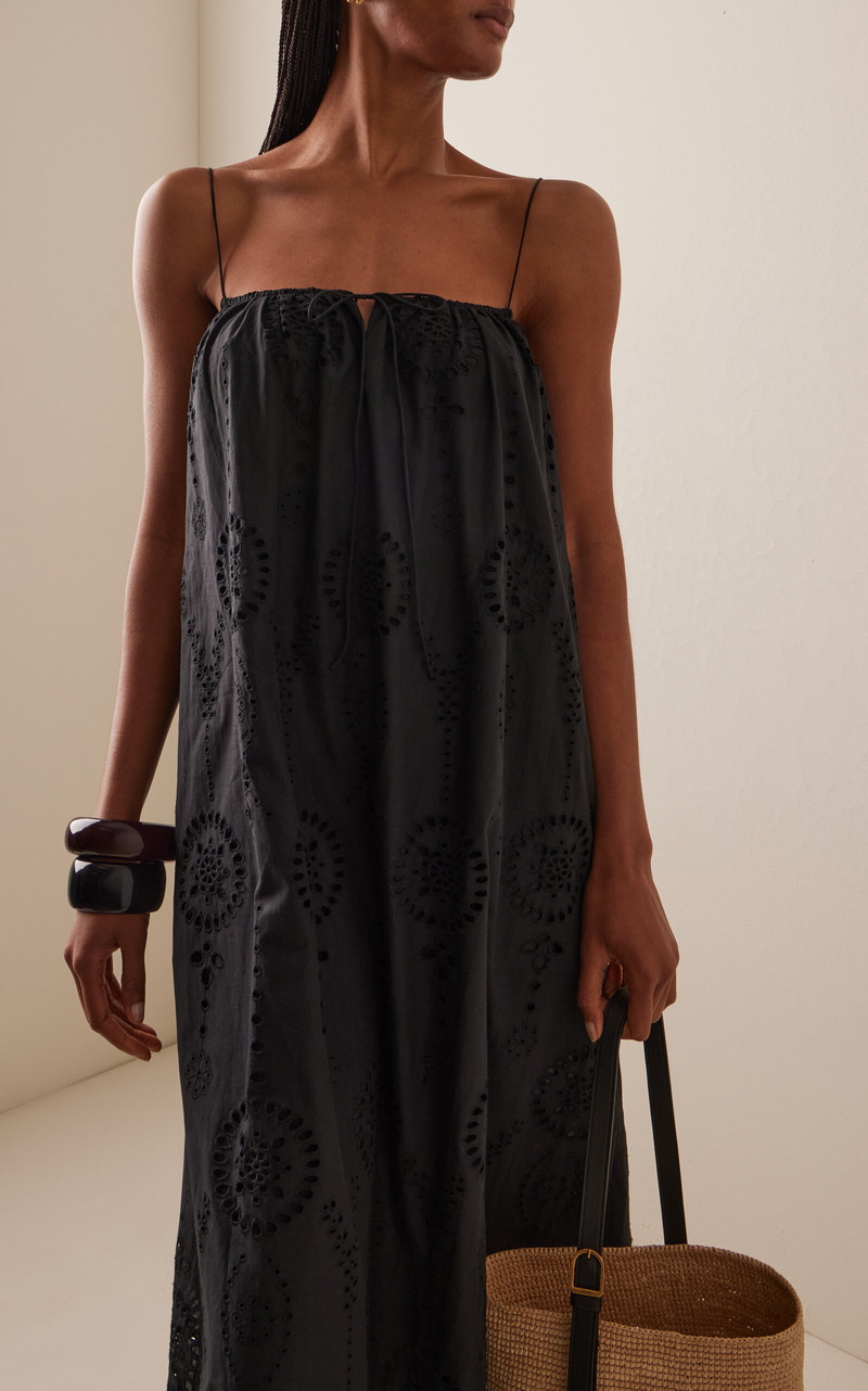 Cotton Broderie Anglaise Midi Dress black 3