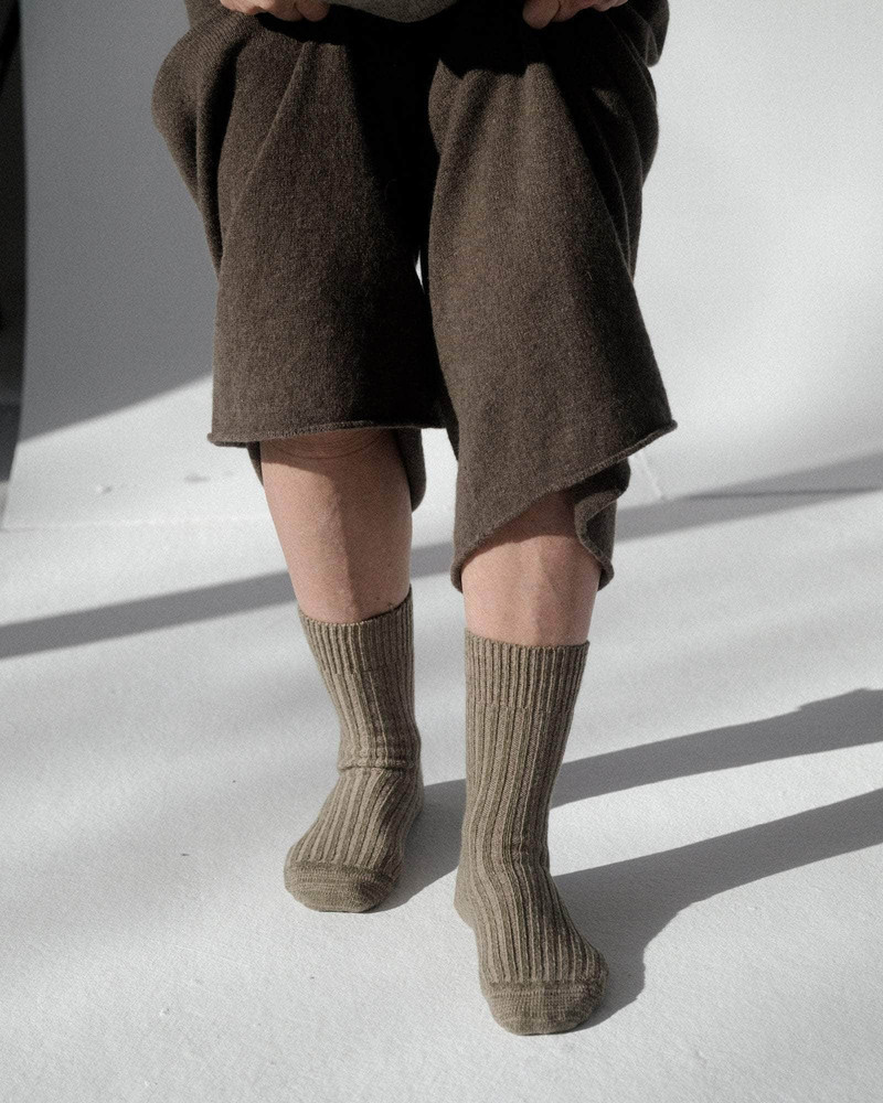 Rib Overankle Socks - Recycled Cashmere Rib 3