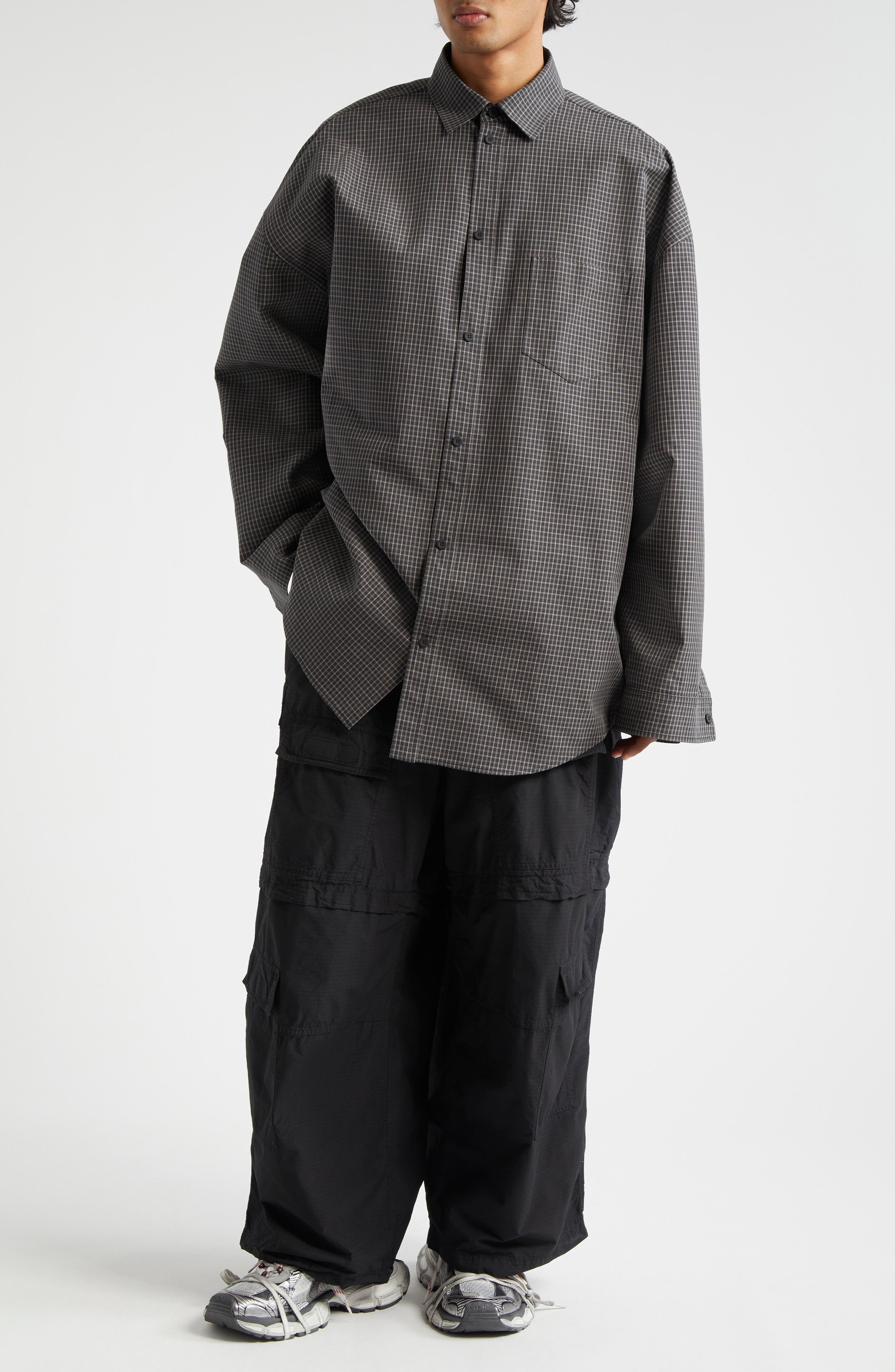 Balenciaga Oversize Cotton Ripstop Convertible Cargo Pants in 1000 Black at Nordstrom - 2
