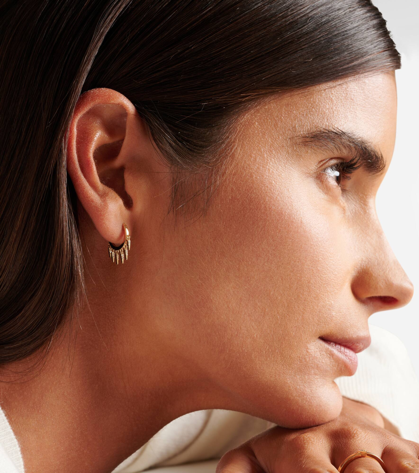 Fringe 14kt gold earrings with diamonds - 2