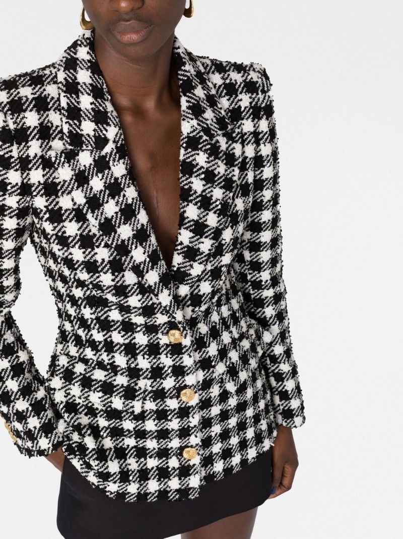 houndstooth single-breasted blazer - 3