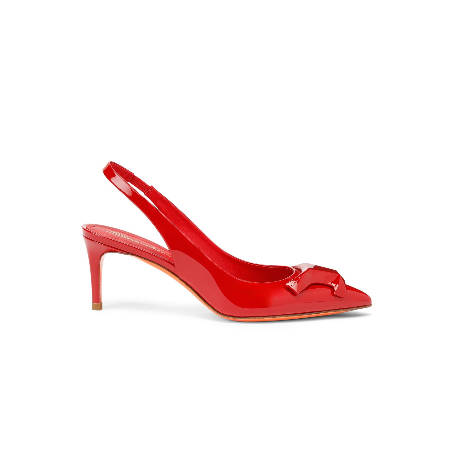 Women's red patent leather mid-heel Santoni Sibille pump - 1