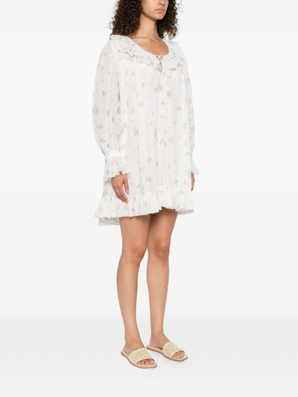 floral-print mini dress - 3
