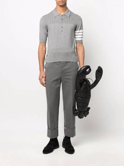 Thom Browne 4-Bar stripe knit polo shirt outlook