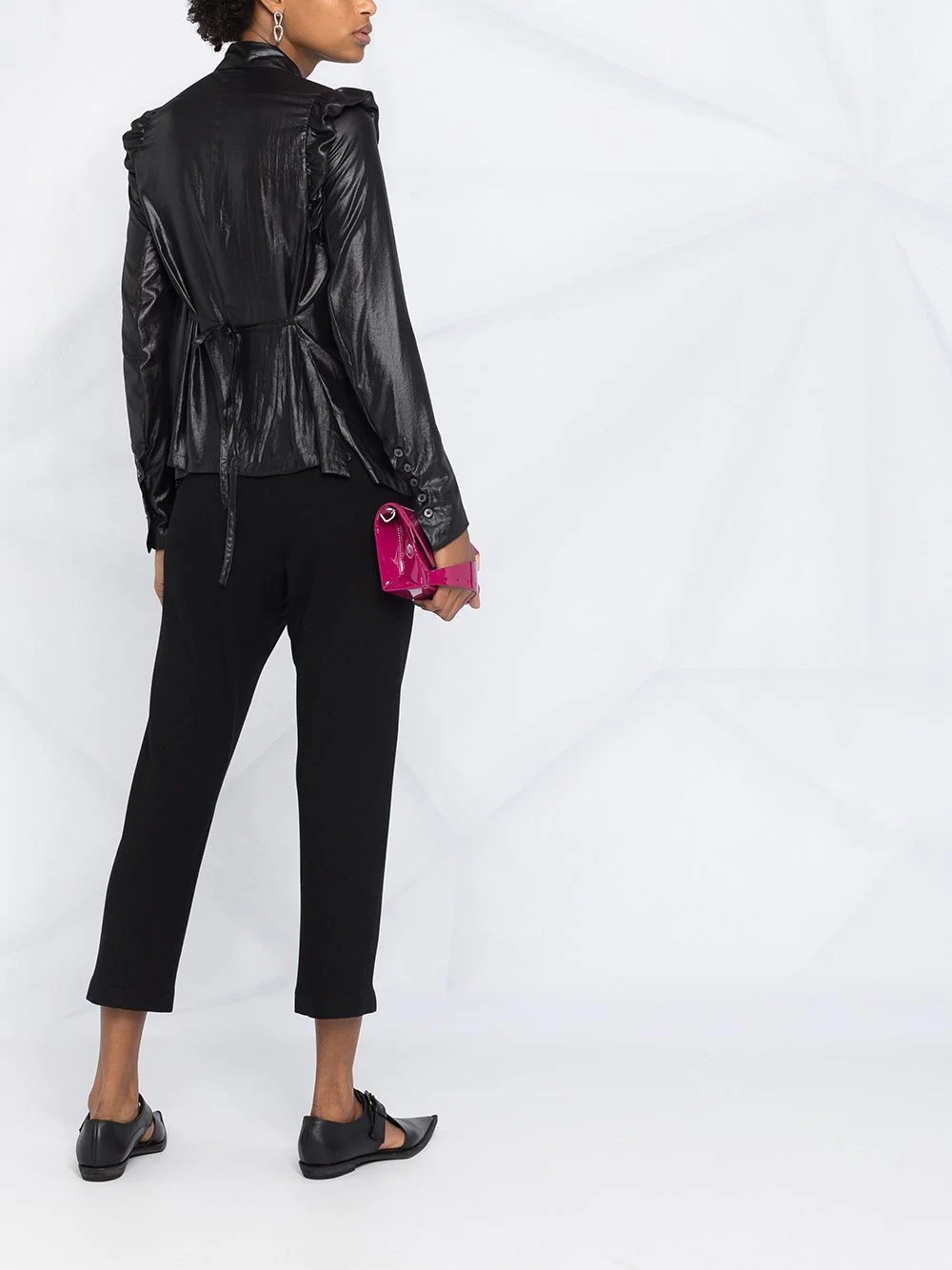 faux leather ruffle shirt - 6