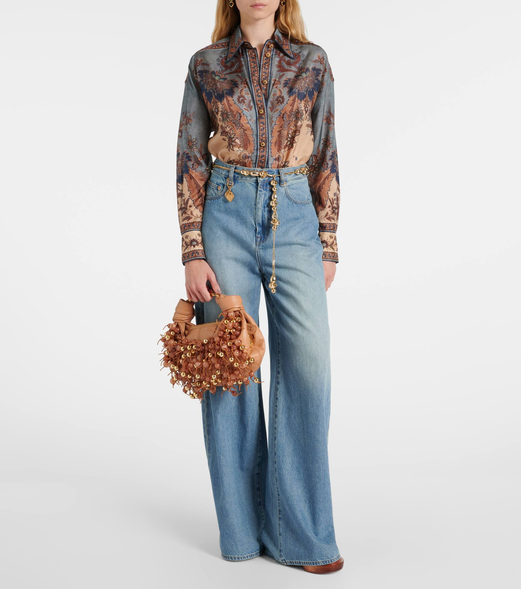 Foam beaded leather shoulder bag - 5