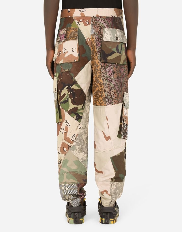 Camouflage patchwork cargo pants with patch embellishment - 2