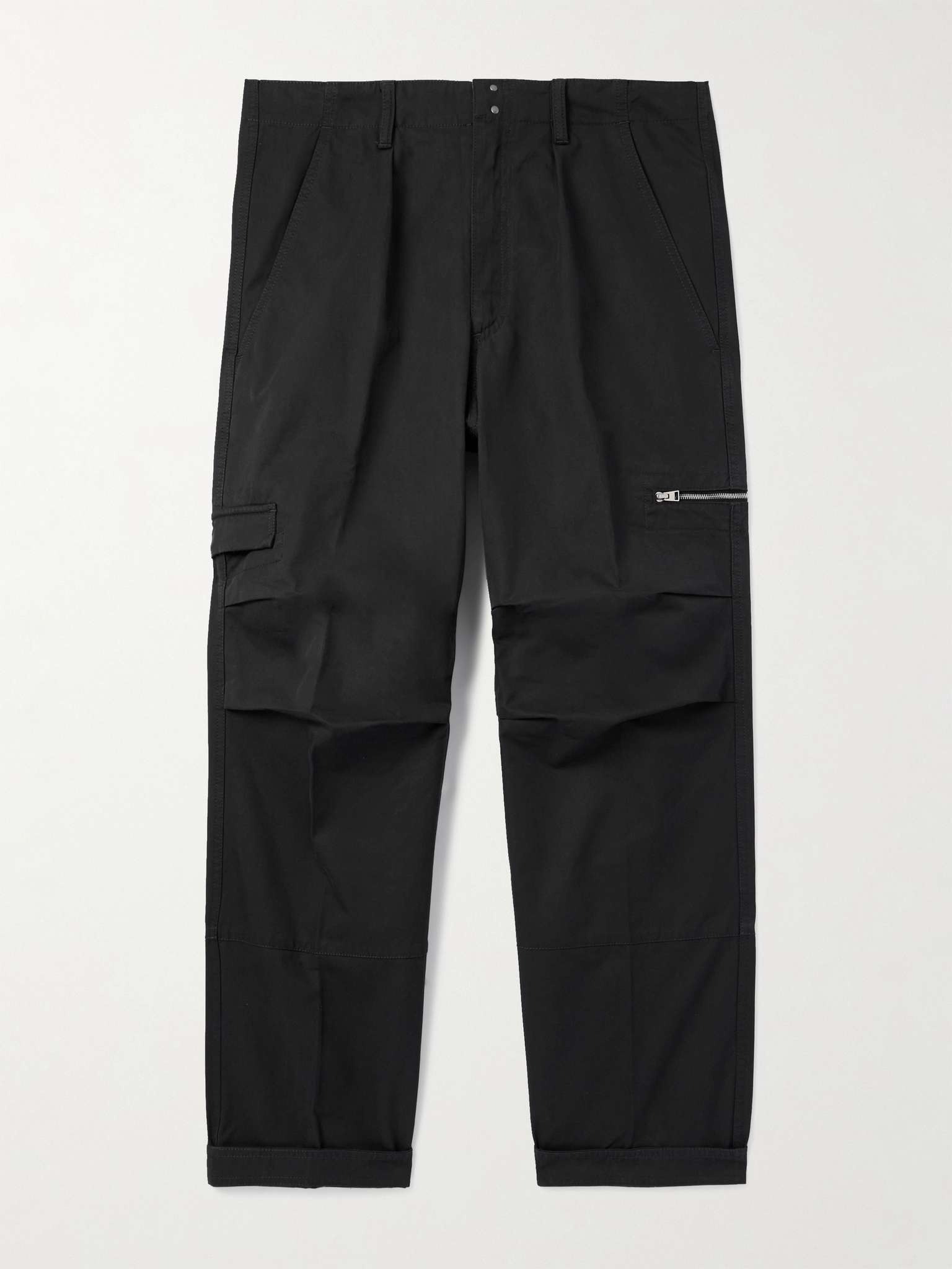 Straight-Leg Pleated Cotton-Twill Cargo Trousers - 1