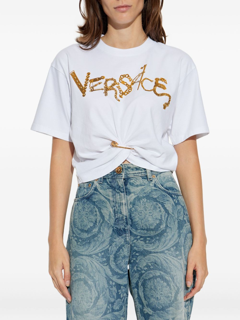embellished knot-detail T-shirt - 3