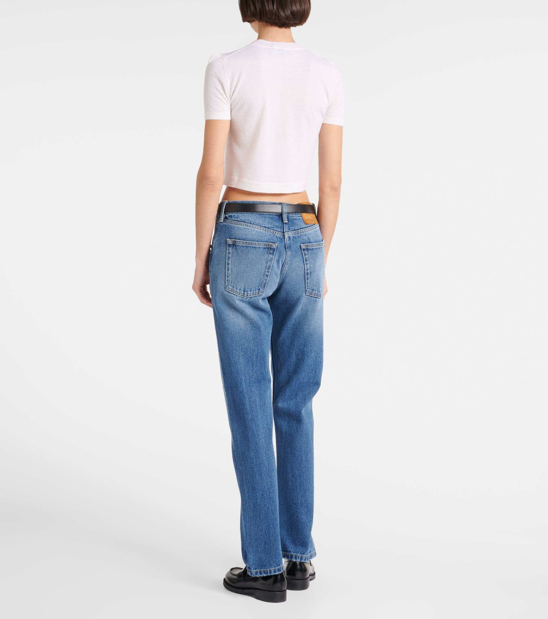 Logo cropped cashmere T-shirt - 3