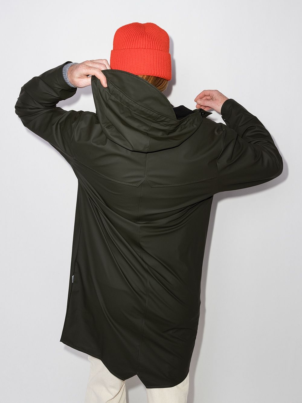 Longer drawstring-hood raincoat - 3