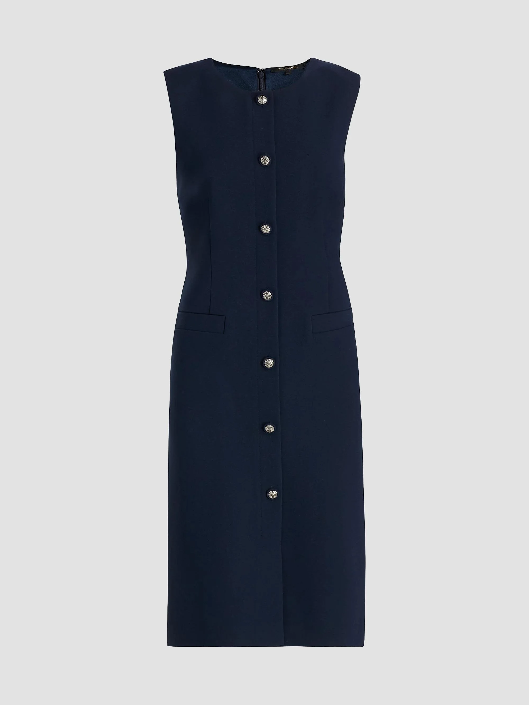 Women's Briel Crepe Sleeveless Midi-Dress - Navy - 1