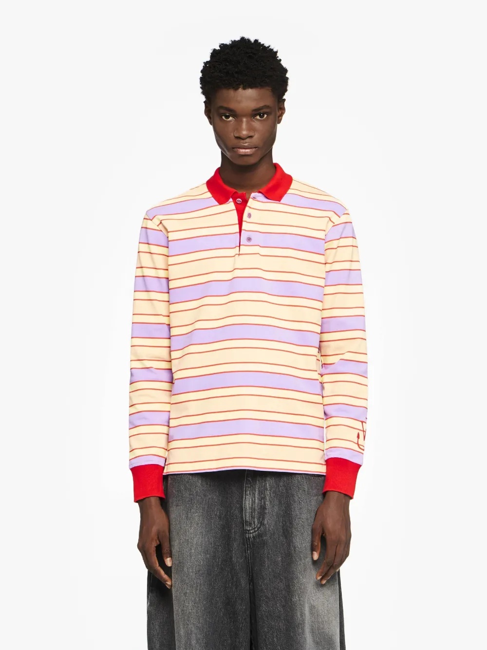 CONTRAST TRIM STRIPED POLO TOP - 2