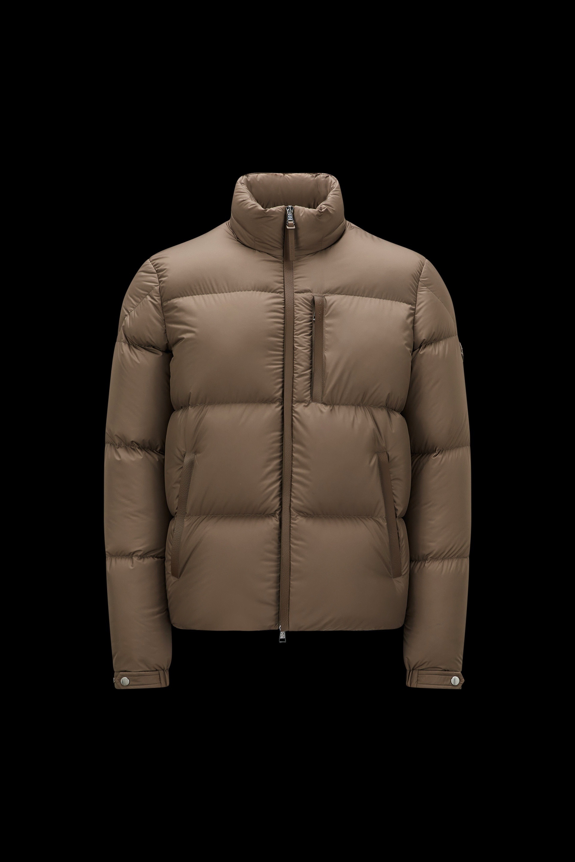 Moncler Besbre Leather-Trim Puffer Jacket - Black