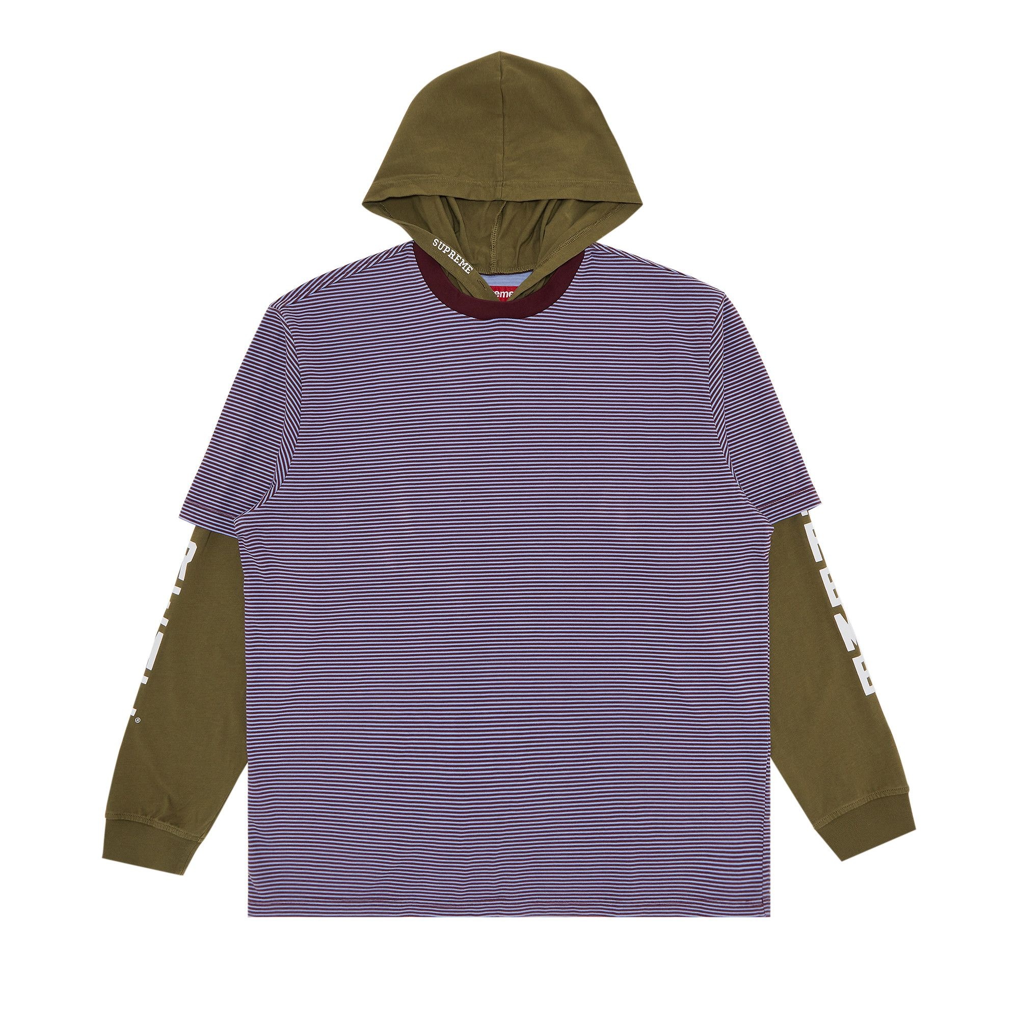 Supreme Layered Hooded Long-Sleeve Top 'Olive' - 1