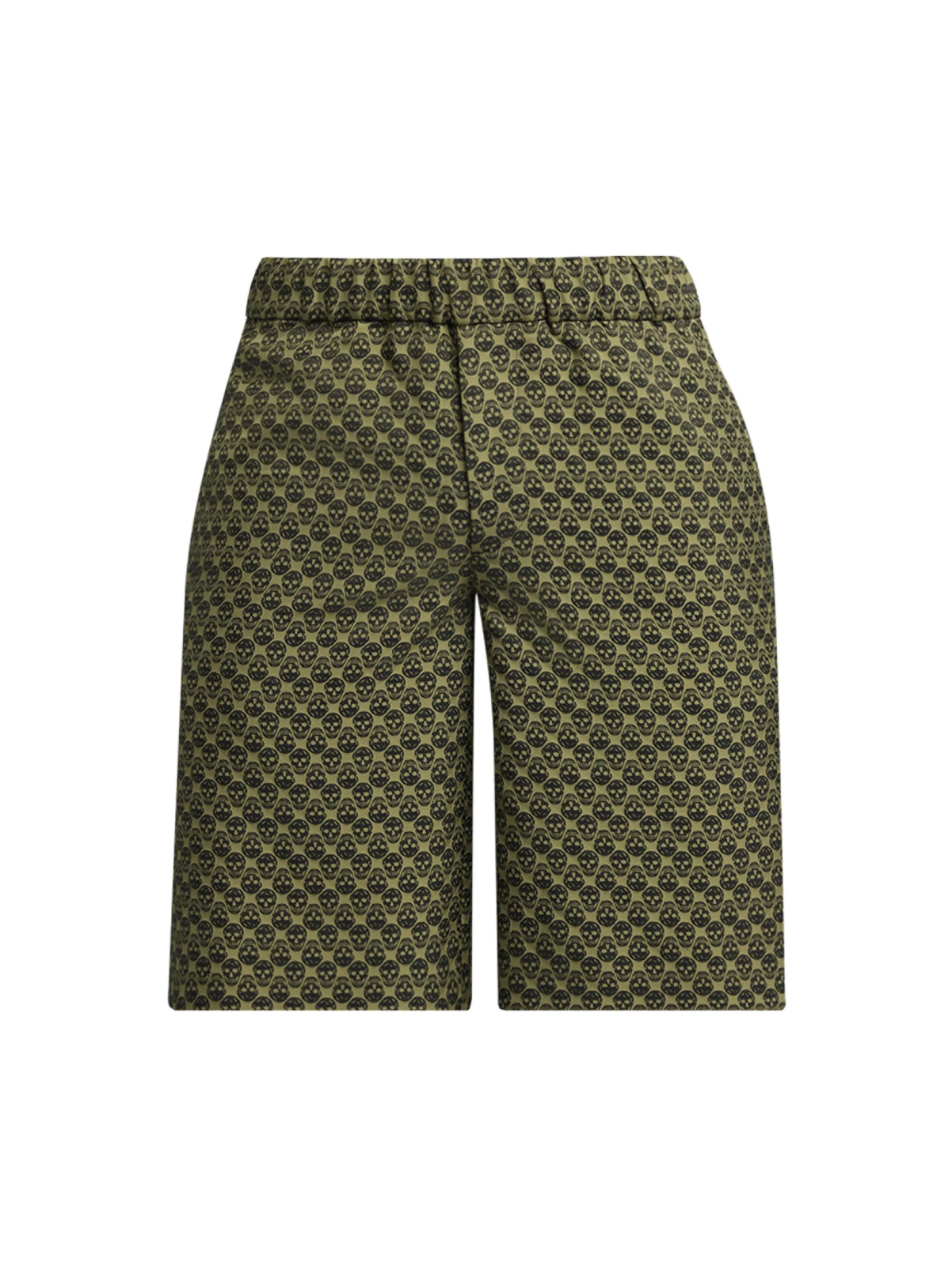 Men's Skull Pajama Shorts - Olive - 1