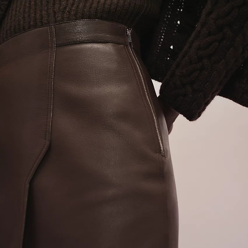 Leather skirt with wraparound effect - 5